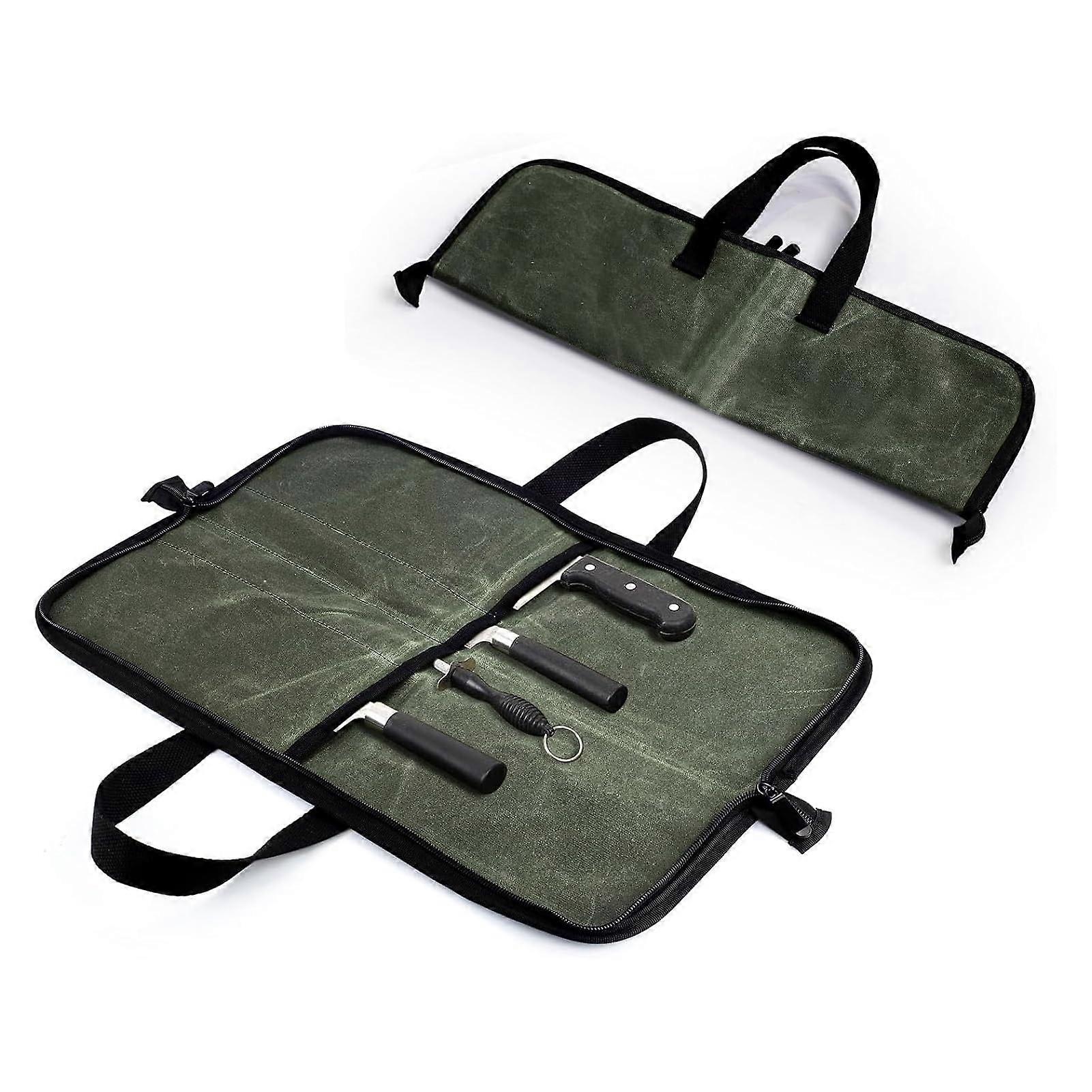 Chef tool storage bag canvas knife bags for chefs professional multifunction knife bag holder (OD green)