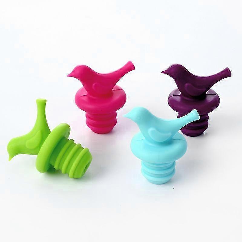 4 عبوات سدادات زجاجات نبيذ ، سيليكون ، لطيف ، زخرفي ، ألوان متنوعة