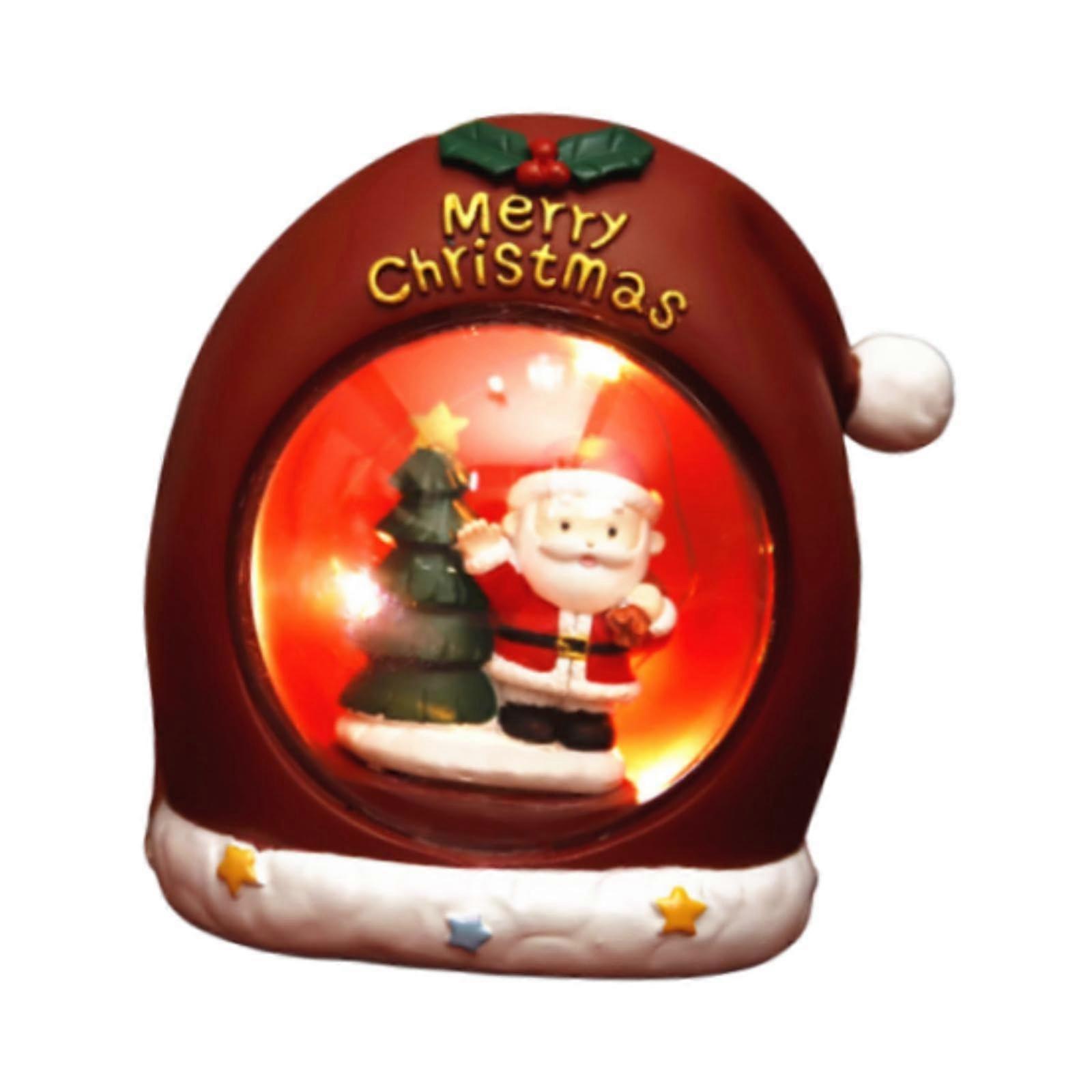 Christmas Lantern Ornament Snow Globe Table Centerpiece Light For Window Party Decoration - 6 Inch LED Lamp