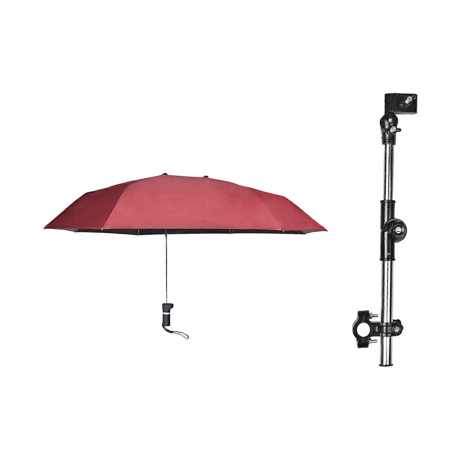 Beach Chair Umbrella with Universal Clamp 360 Degree Adjustable Sunshade Red