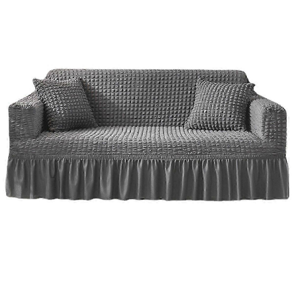 Sofa Cover Sofa Seersucker Textured Sofa Protector with Pleated Skirt for L-Shape U-Shape & Section