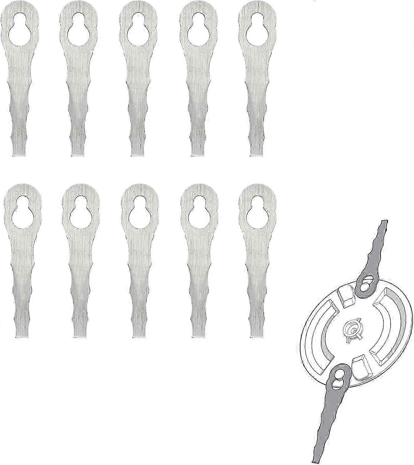 10 stk erstatning gresstrimmerblader, metall wolfram stål tilbehør til gresstrimmere (tagget)