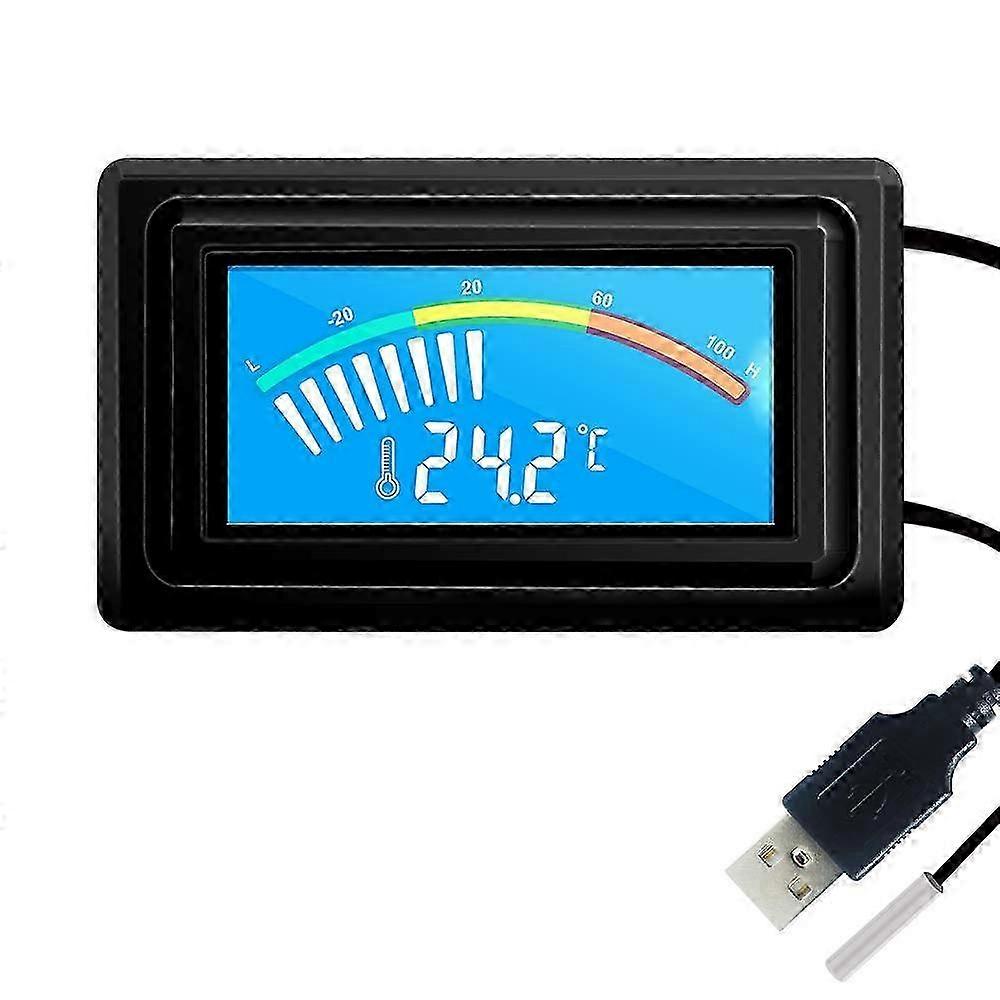 Digital USB Temperature Meter and Gauge for Aquariums and Cars, Waterproof NTC Sensor Probe, LED Display in Celsius and Fahrenheit for Fish 