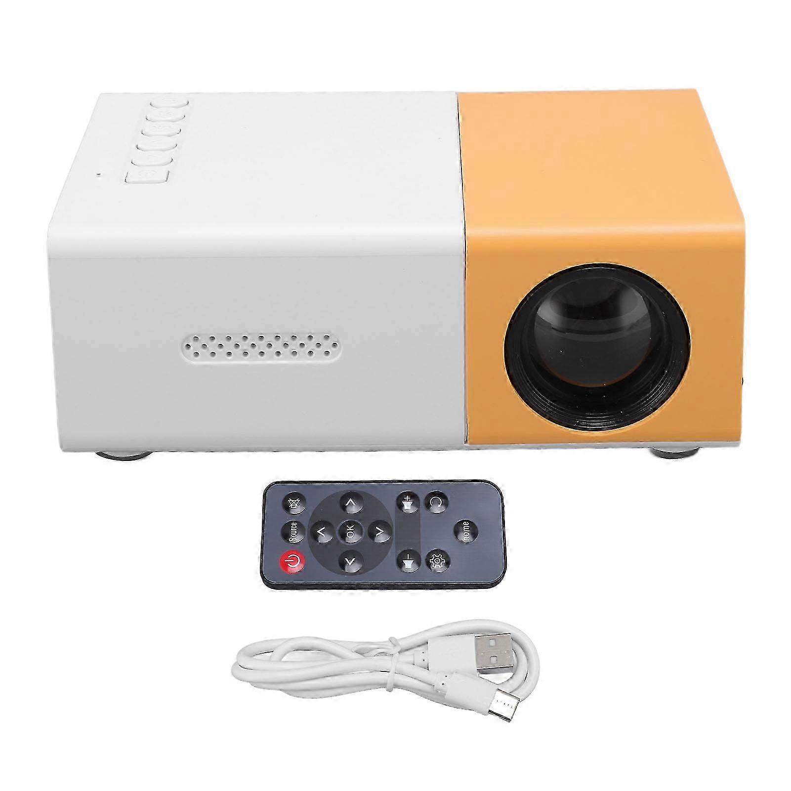 Yellow and White Miniature Portable HD Multimedia Interface USB AUX Play High Definition Projector For Home Travel 2025