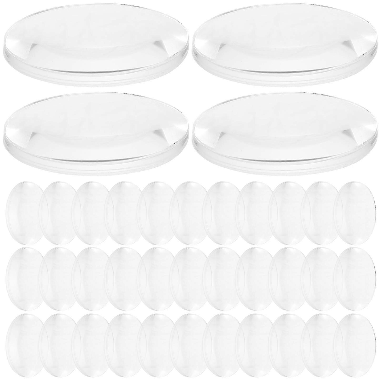 60pcs Clear Acrylic Convex Lens 2.5x2.5x0.2cm for Physics Teaching