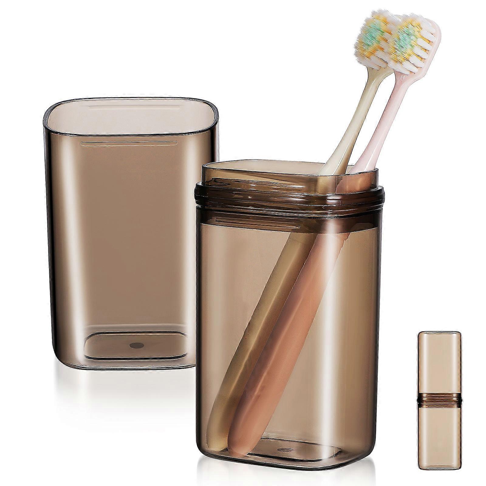 Sturdy Travel Toothbrush Holder with Sealed Lid for Leak Proof Storage, Ample Capacity for Toothpaste and Facial Cleanser