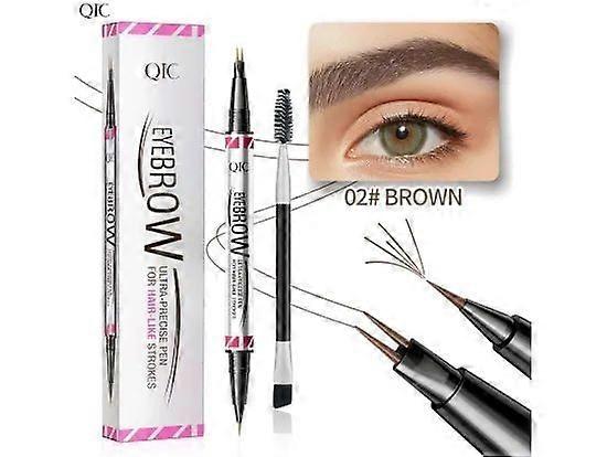 Eyebrow Pencil, Eyebrow Pen, Brow Pencil 2-in-2 Dual-Ended Microblading Eyebrow Pencil with Micro-Fork-Tip & Precise Brush-Tip Crease Natural Hair-Lik