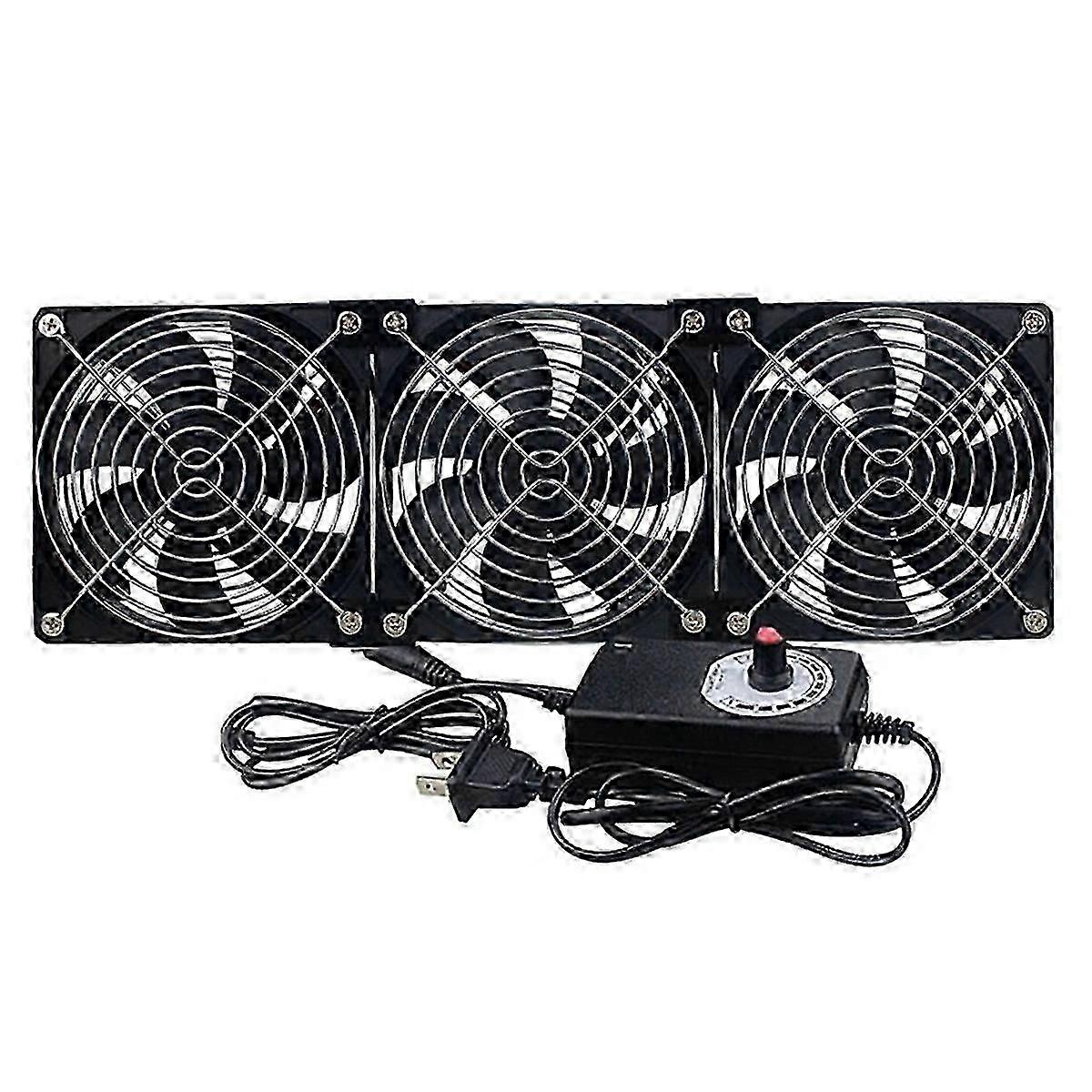 2025 3x120mm Computer Fan with AC 100V-240V Speed Controller for Cabinet Cooling Server Workstation Cool