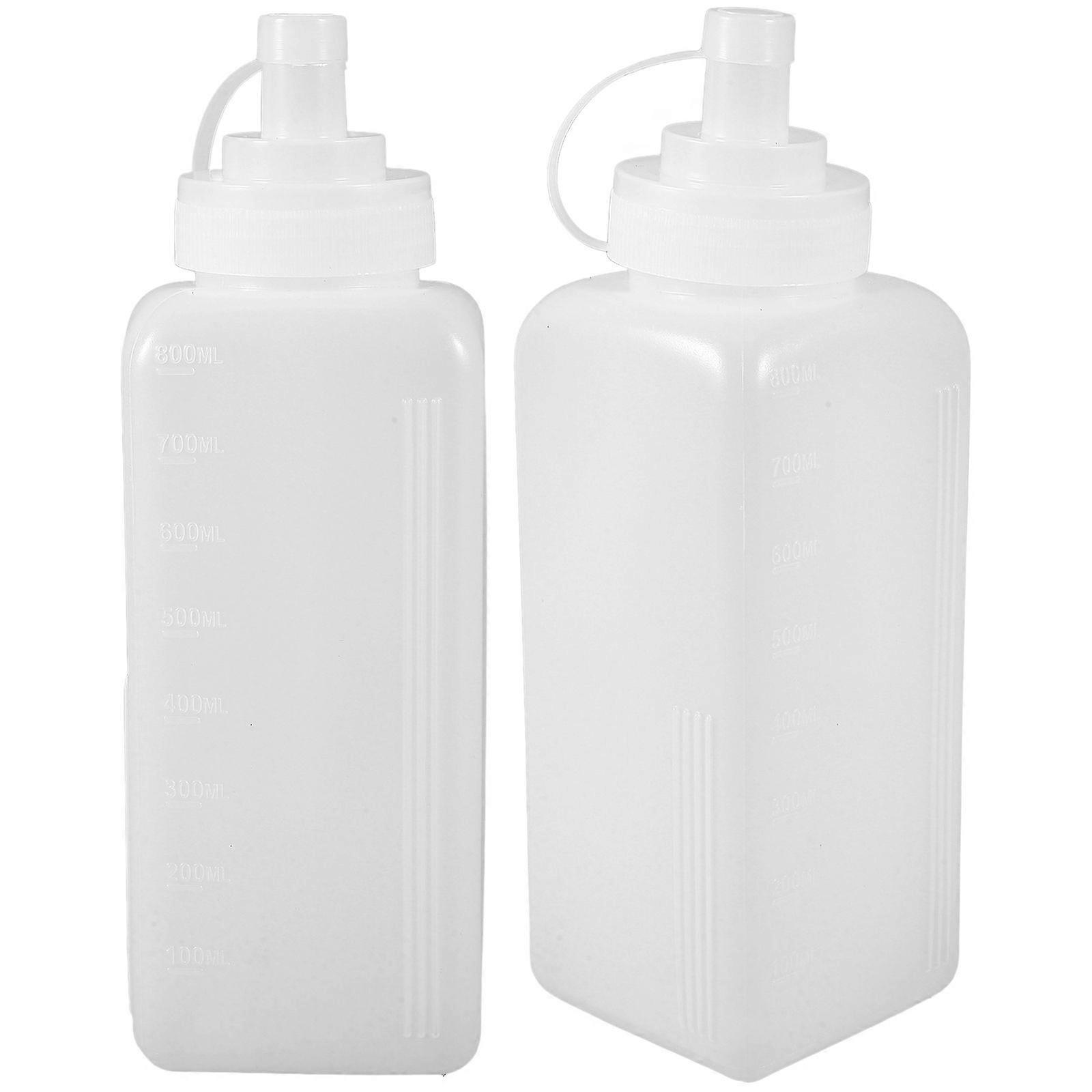 2pcs Squeeze Condiment Bottles 800ml Squirt Mustard Bottle Ketchup Salad Dressing Container Jam Dispenser Transparent Sauce Squeeze Bottle