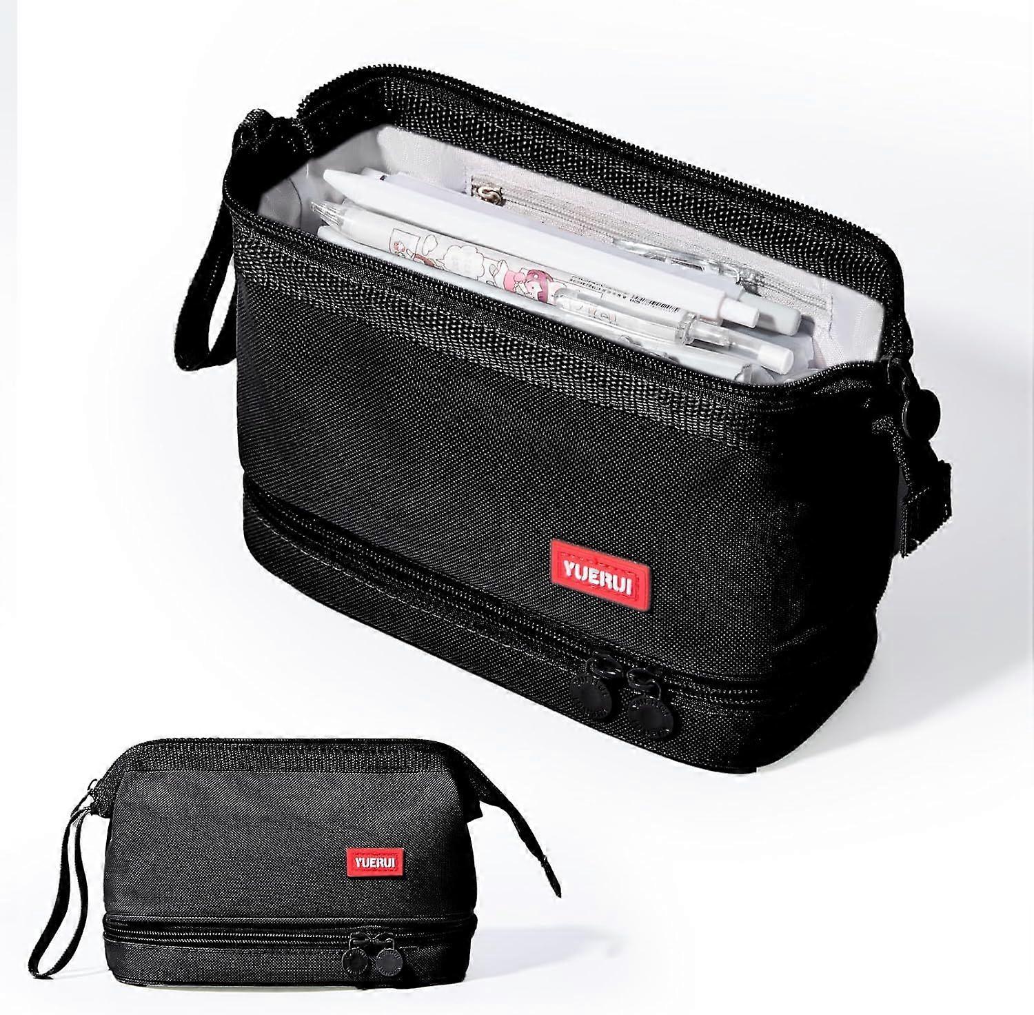 Pencil Case - 2-Layer Large Capacity Aesthetic Pencil Pouch with Strong Zipper, Handheld Stationery Organizer Pen Case with Compartments for College, 