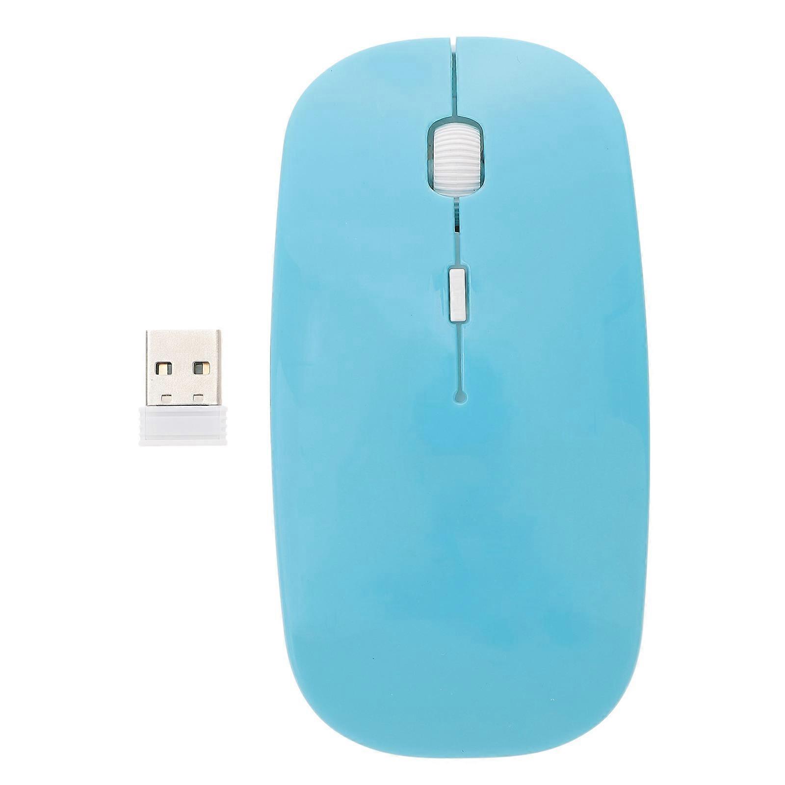2.4G 4 Buttons Ergonomic Flat Wireless Mouse with USB Nano Receiver(Blue)