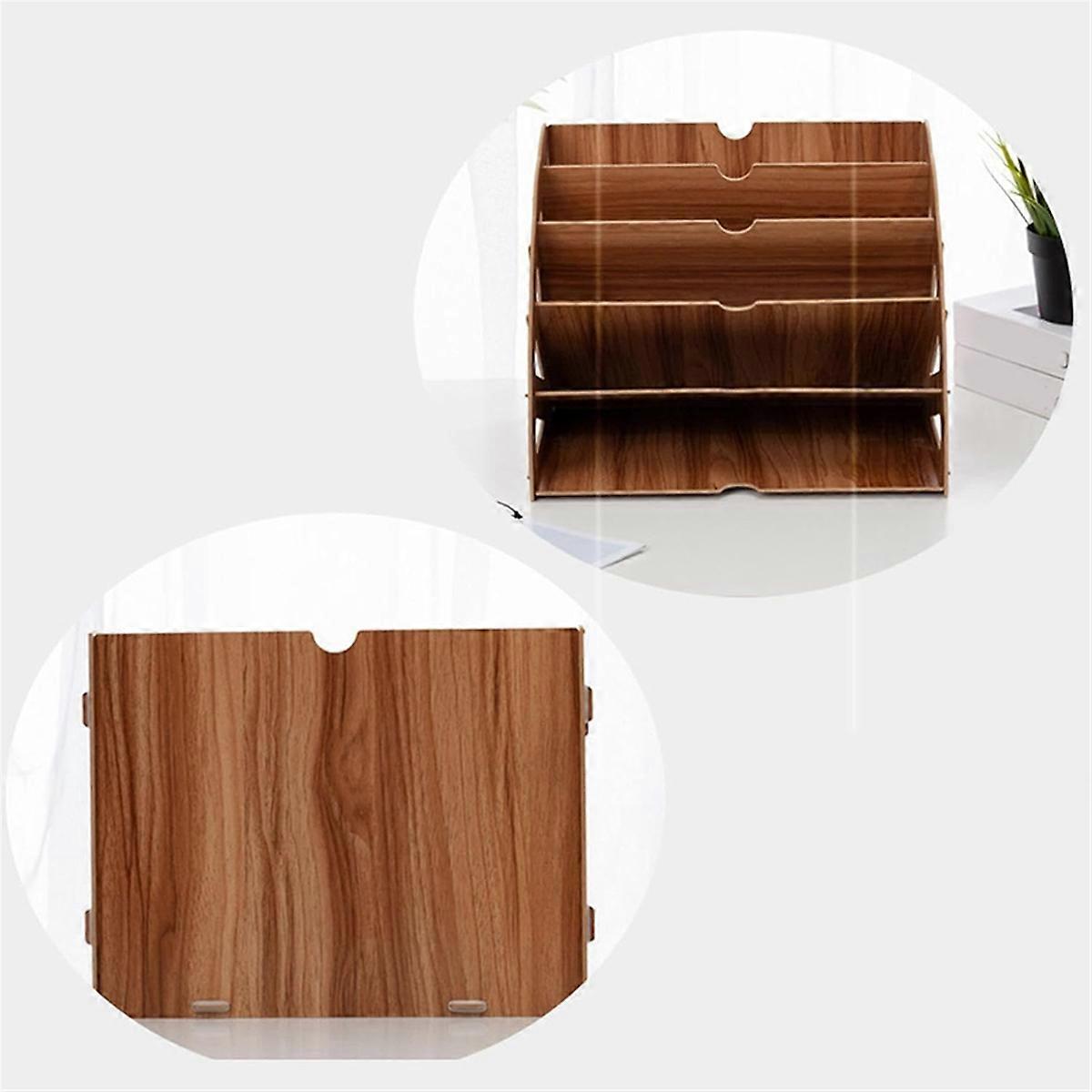 Classeur à secteurs creux à 5 compartiments, couleur bois