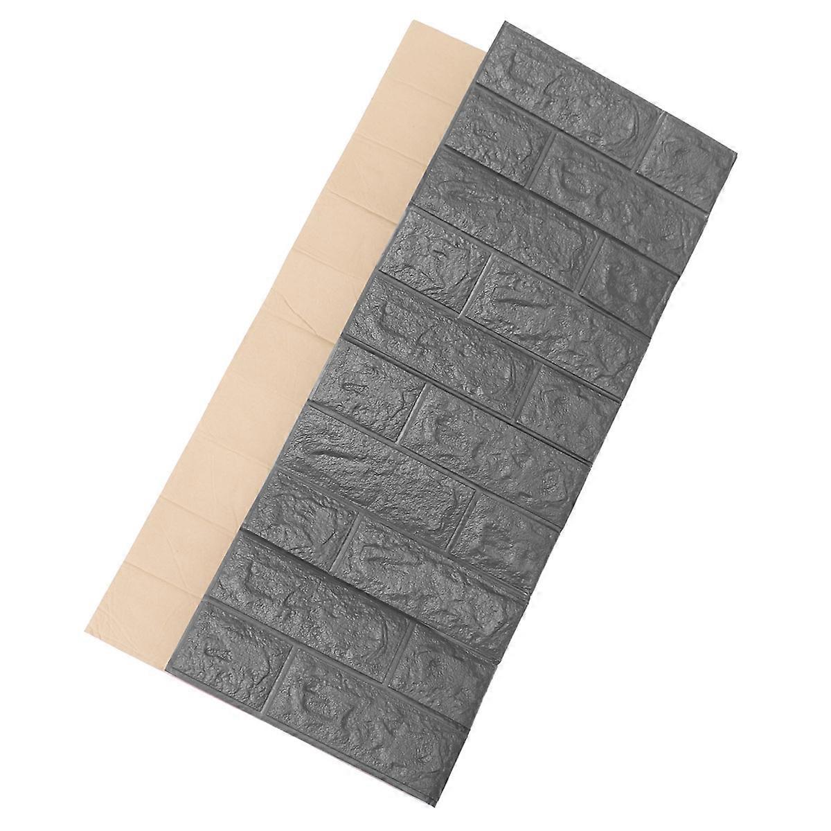3D Self-adhesive Brick Wall Stickers in Grey Made of PE Foam for TV Walls Decor 70x77x0.65cm