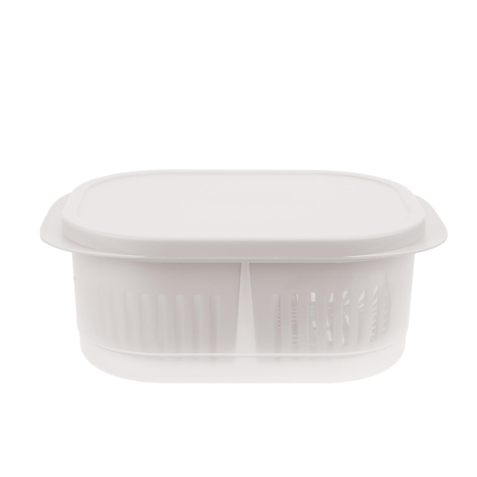 Food Storage Container Fruit Storage Drain Box White Color 22.80X15.80X8.70CM Soaking Compact Design 1Pcs
