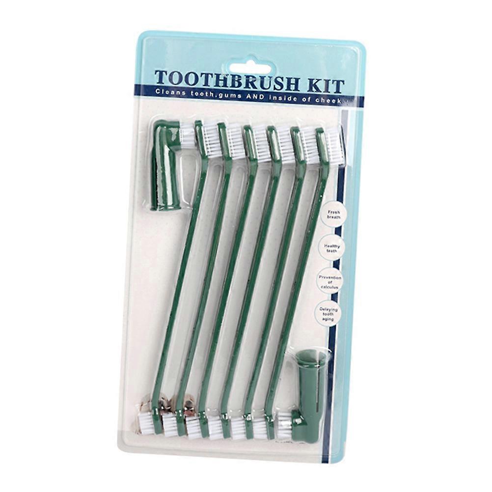 Puppy Oral Care Kit Dog Toothbrush Dual-Sided Nylon Material Plaque Reduction Daily Hygiene 1Set