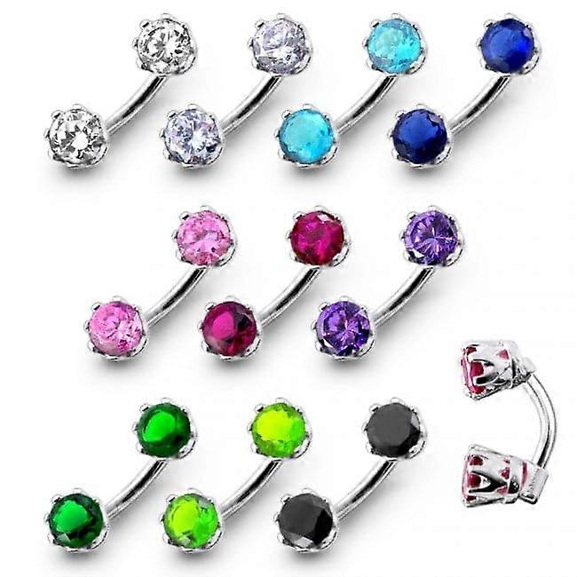 Jewelled Duo Stones Spinal Belly Button Ring