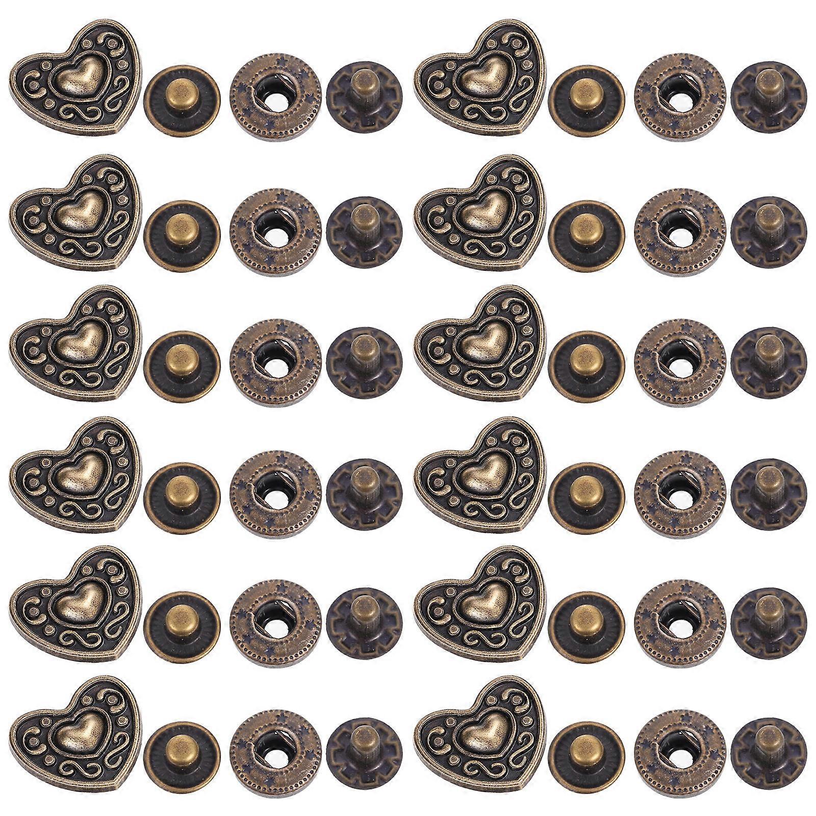 20 Sets Sewing Snaps, Heart Shape Sew-On Snap Buttons Press Studs Snap Fasteners Vintage Snap Button Metal Sewing Button Studs Buttons For Sewing