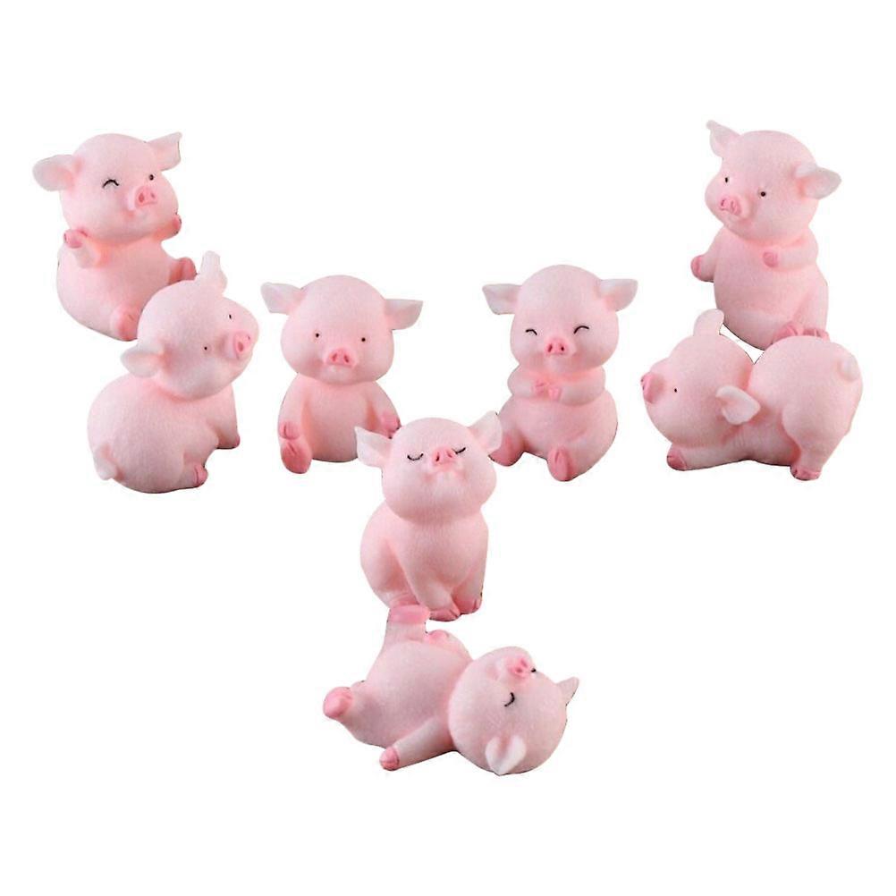 Adorable Little Pig Resin Crafts Pig Modeling Crafts for Decoration 8Pcs