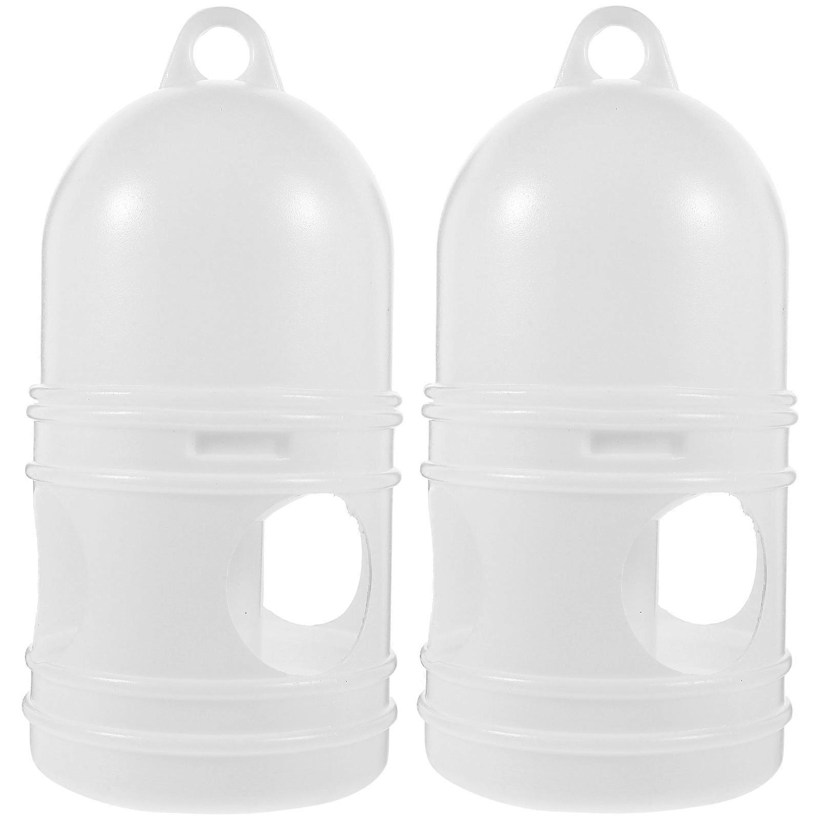 Bird Drinking Container Birds Waterer Daily Use Plastic White 24x12cm 2Pcs