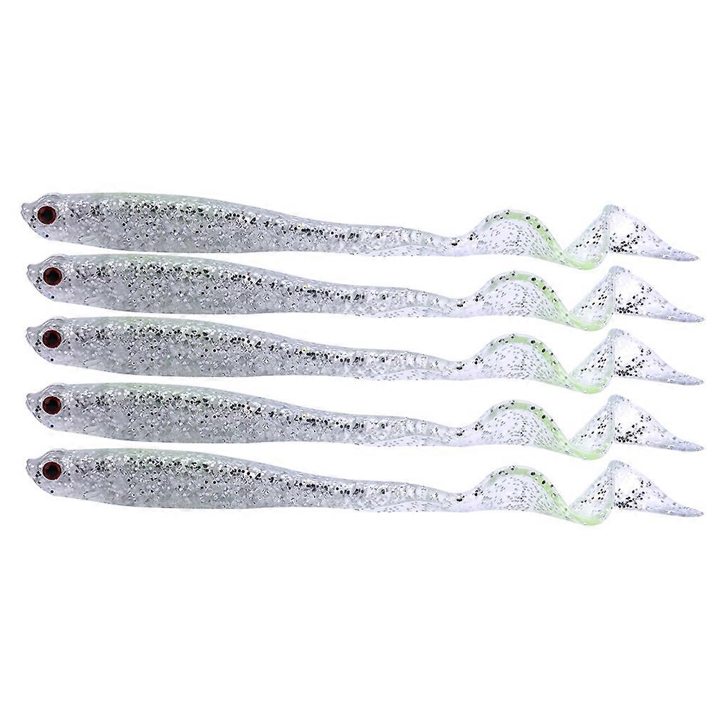 5pcs 13cm Silver Soft Fishing Lures for Bass and Snakehead (Silver)