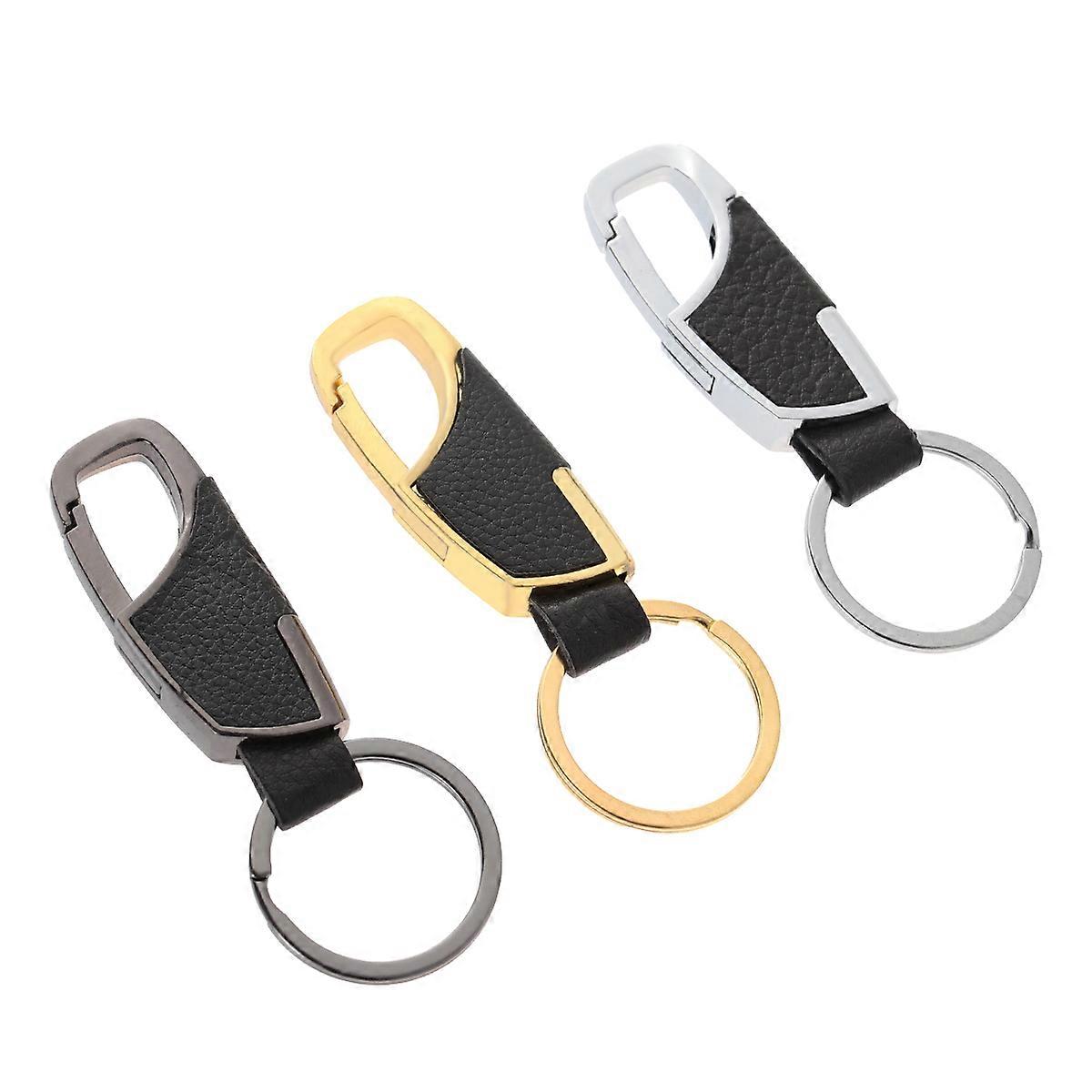 Metal Keychain Car Keyring Rectangle Shape Simple Design Party Favor 3Pcs