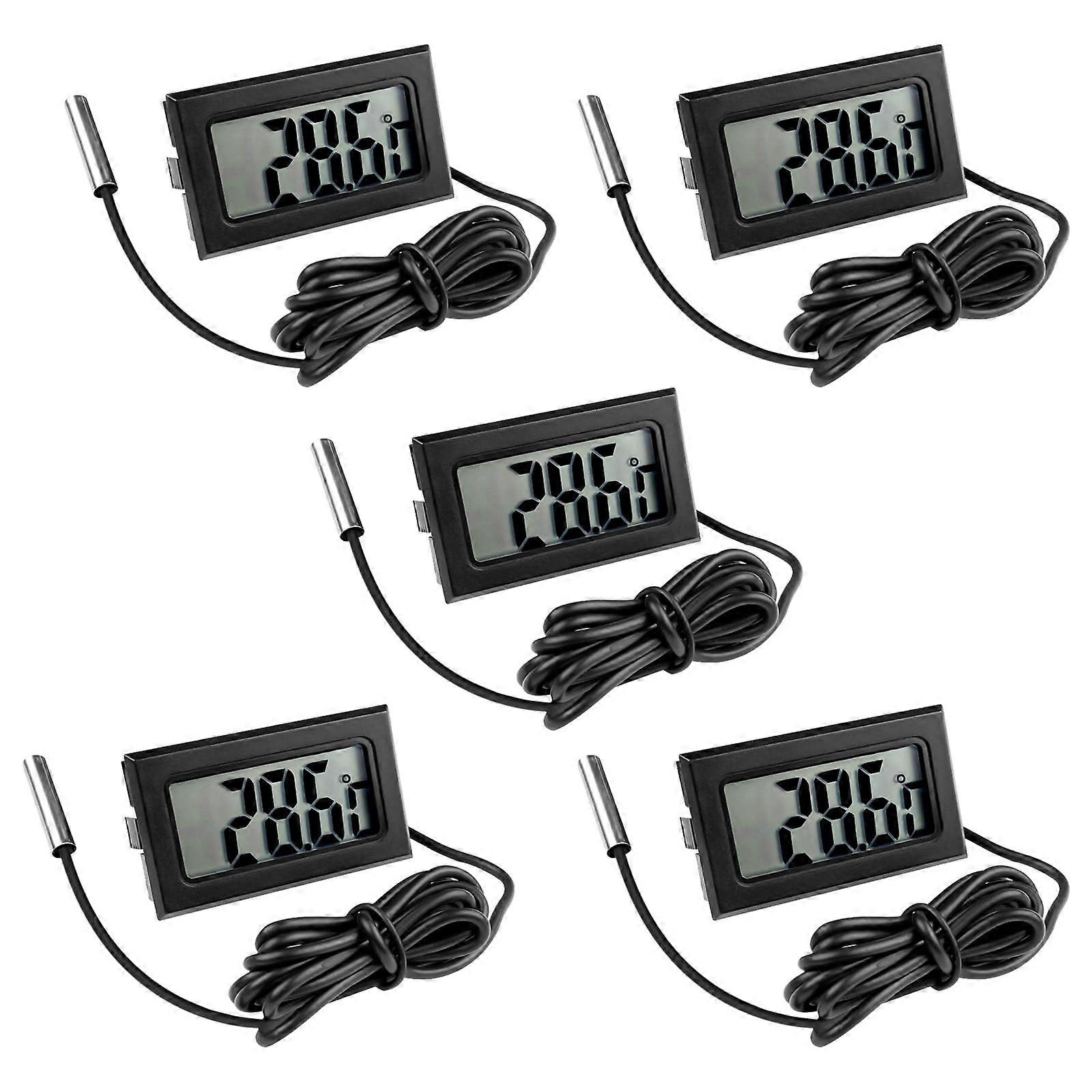 5 Pieces Thermometer, Digital Temperature Probe with LCD Display