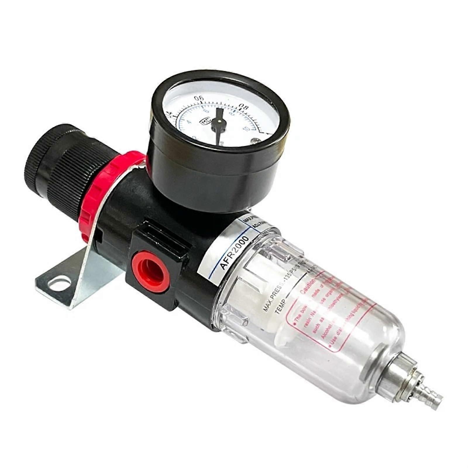 AFR2000 1/4 Inch Air Compressor Oil Water Separator Filter Regulator Air Source Processor Manual Drainage 1 Piece (AFR2000 PC602)
