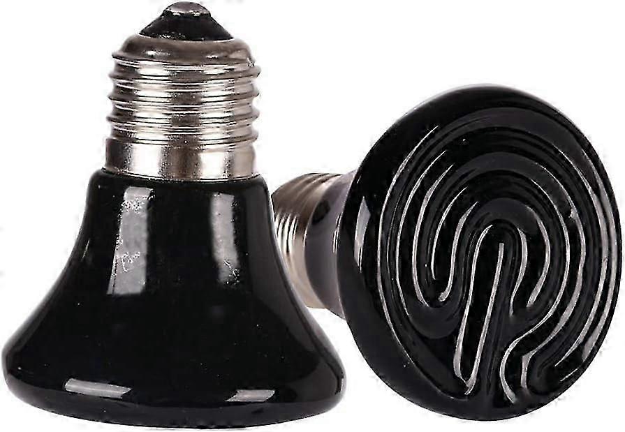 25 Watt Mini-Reptilien-Wärmelampen-Glühbirne -2er-Pack - Infrarot-Keramik-Wärmestrahler für Haustierreptilien - Kein Licht