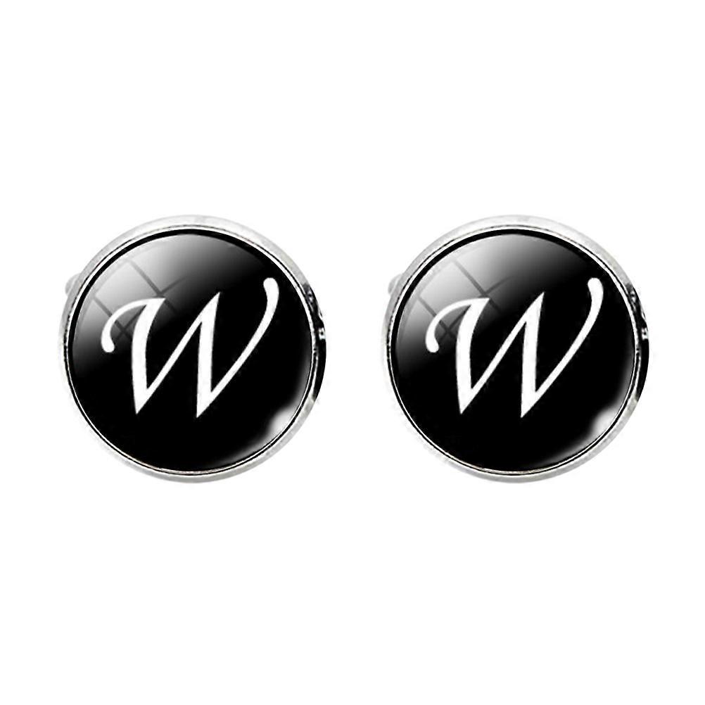 Cuff Links Men Set Sleeve Decoration Glass Collar Button Round Black 1.6*1.6cm Simple Design 1 Pair