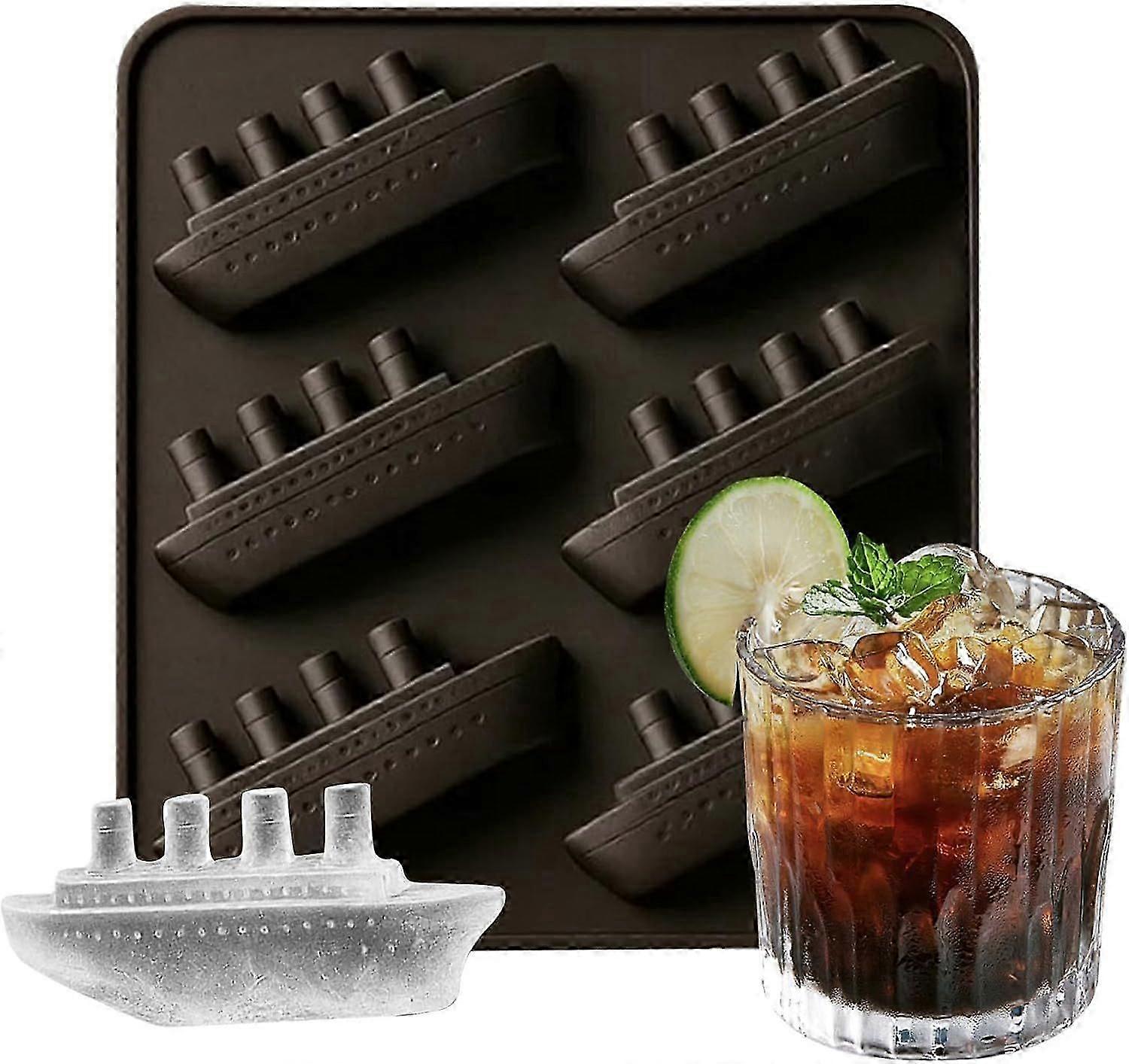 Creative Ice Cube Mold, 6 Cavity Boat Shaped Ice Cube Tray, Party & Cocktail, Easy Fill & Release, Freezer Safe Ice Cube Maker for Summer Drink