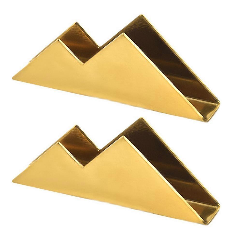 Office Card Holder for Desk Business Card Stand Rectangular Golden 9.5x3.8cm Card Storage 2Set