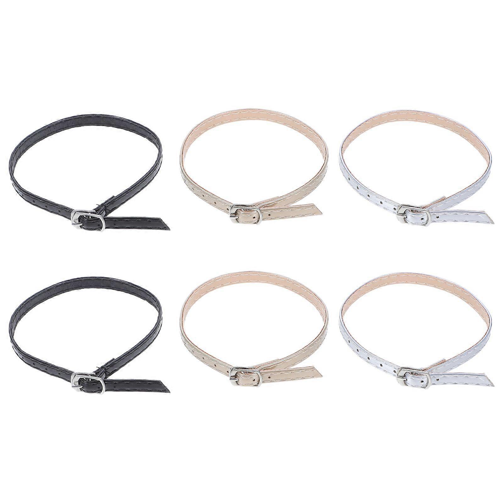 バックル付き3ペアの女性のハイヒールシューズストラップヒール用の調整可能な滑り止め足首ストラップヒール用の取り外し可能なフェイクレザーシューレースルーズシューズ用