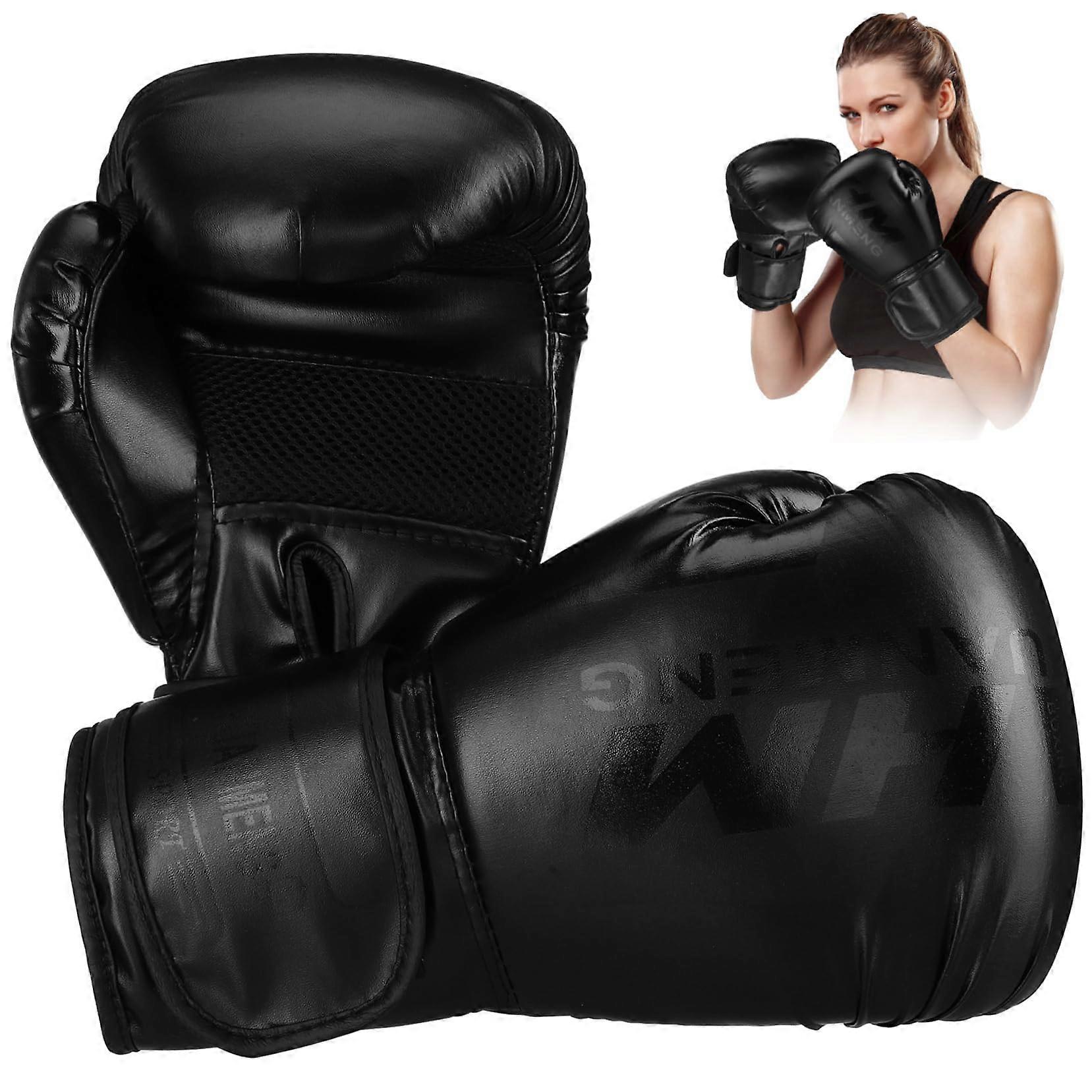 Leather Boxing Gloves for Men – Training Sparring Gloves, Size M/L, Durable Design, Black Color