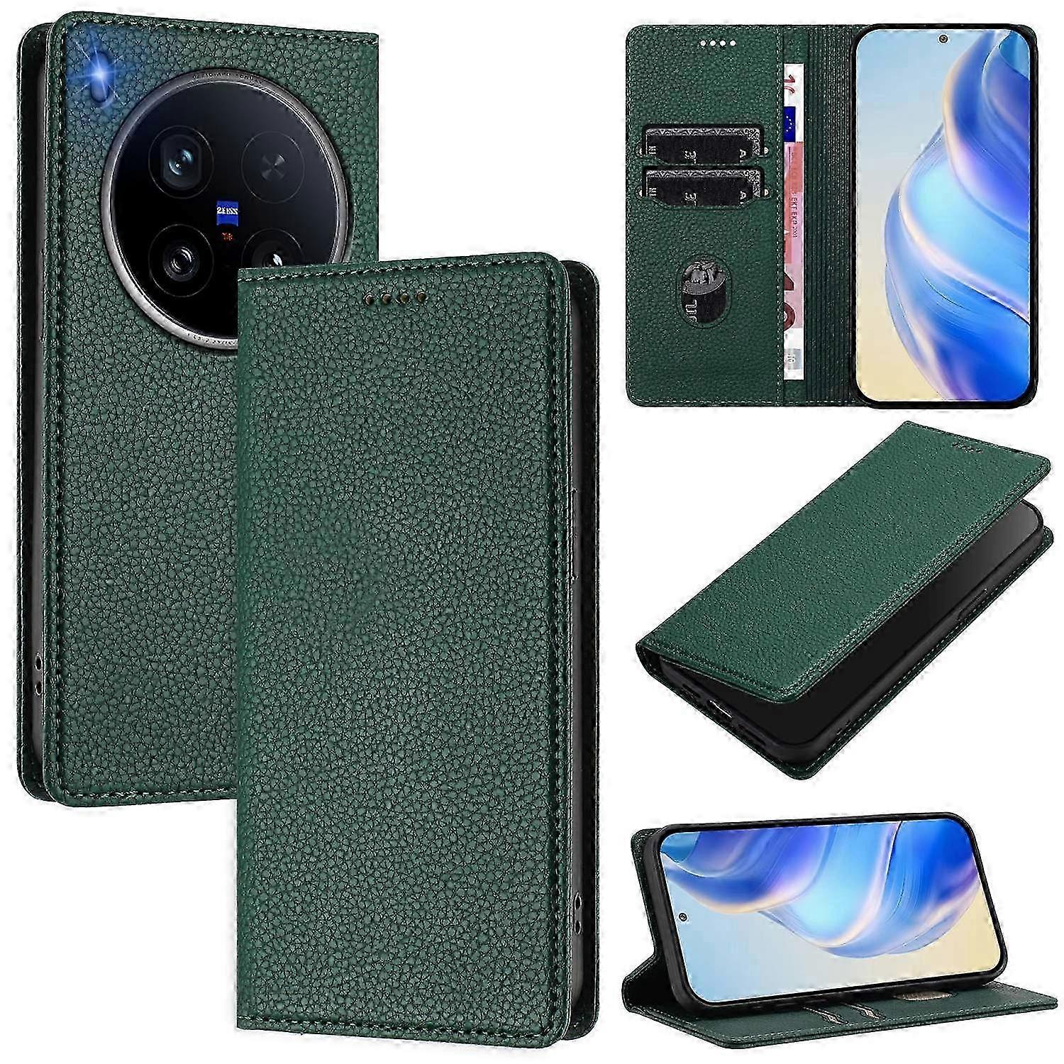 Wallet Case for a Certain Brand X200 Ultra 5G with RFID Blocking and Litchi Texture Leather Mobile Cover