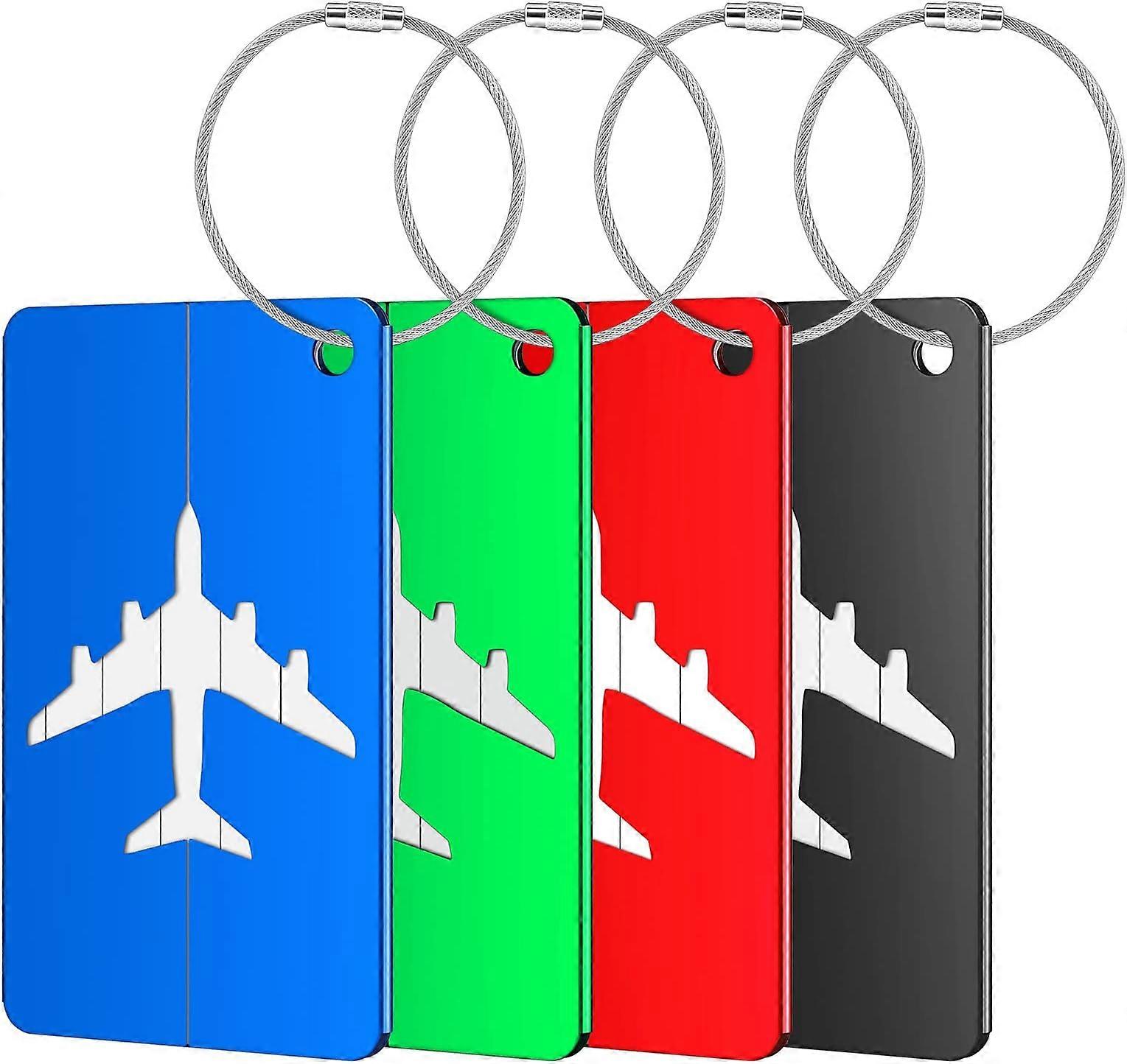 4pcs Aluminum Luggage Tags With Personal Information Card
