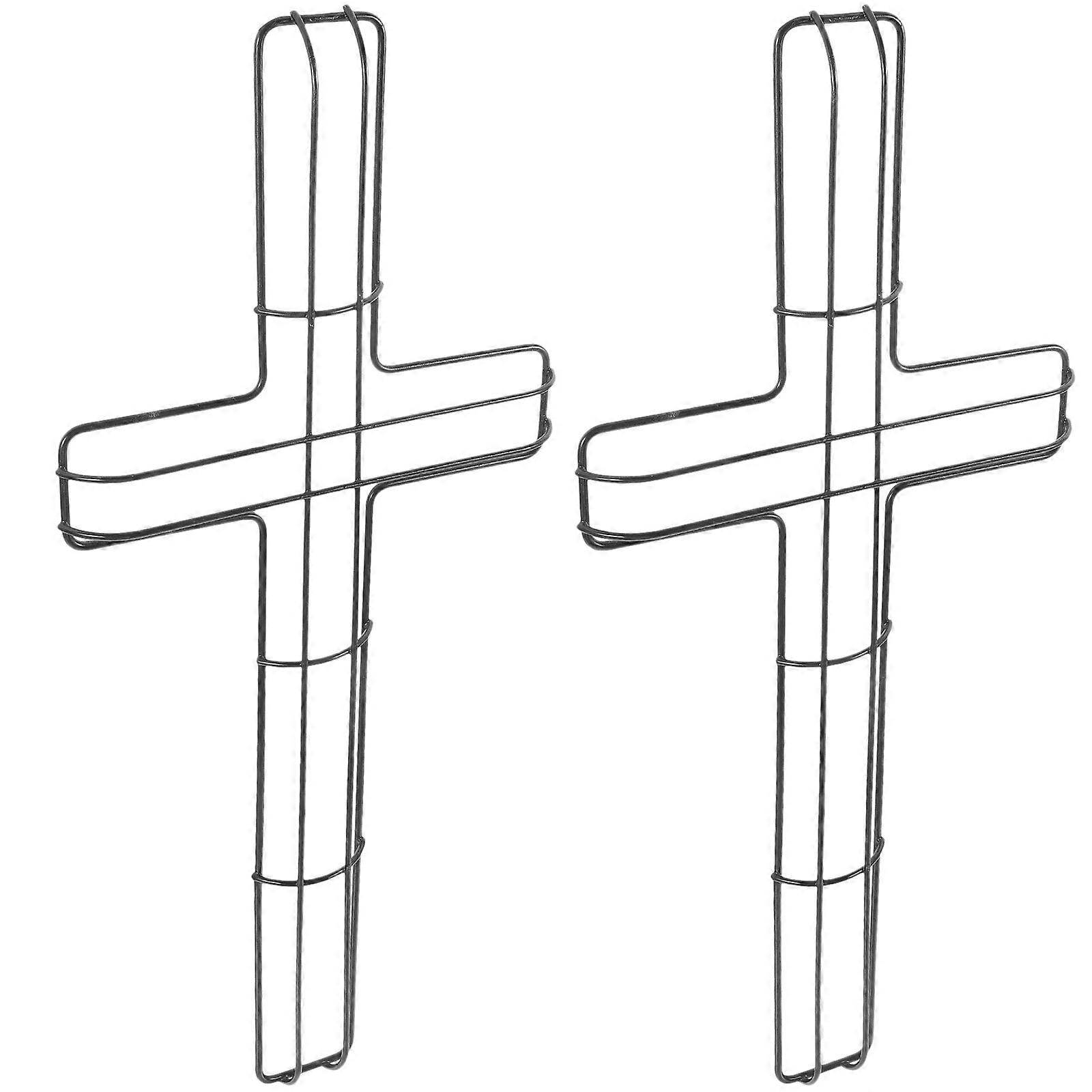 Anchor-Shaped Wreath Form Cross Shape Iron Wreath Frame Indoor Decoration Black Diy Base 15.7×7.1×0.6In 2Pcs