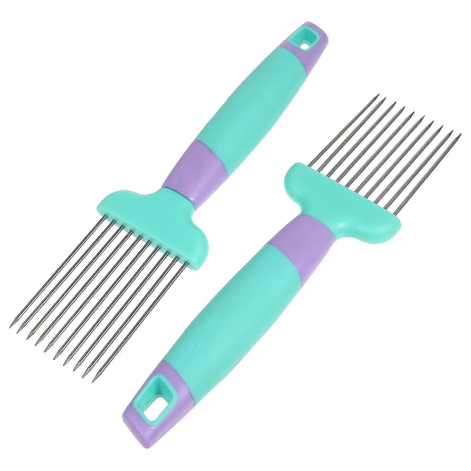 2pcs Multi Functional Onion Stainless Steel & Plastic Vegetable Lightweight Kitchen Tool for Precise Vegetable Preparation
