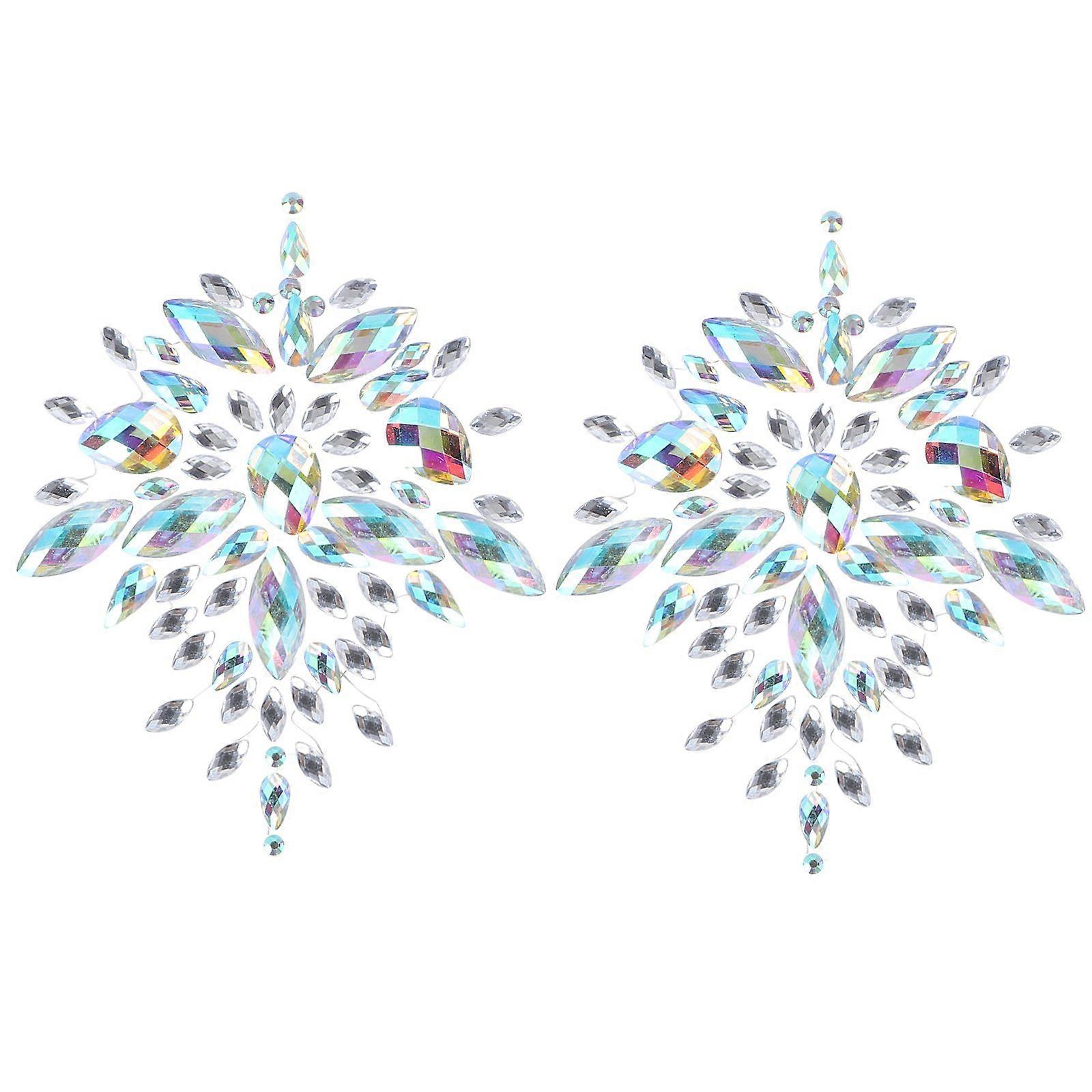 1 Set Breast Stickers Resin Rhinestones Decorations Body Jewels Party Makeup Jewels Chest Stick On Gems