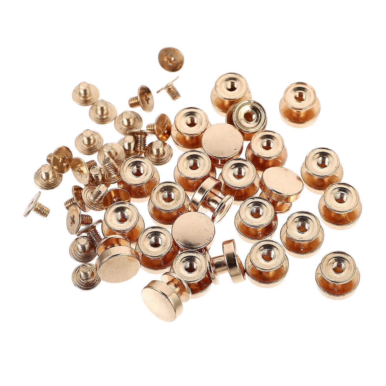 Golden Metal Flat Head Rivet Studs for DIY Use with Excellent Texture and Durability 24pcs
