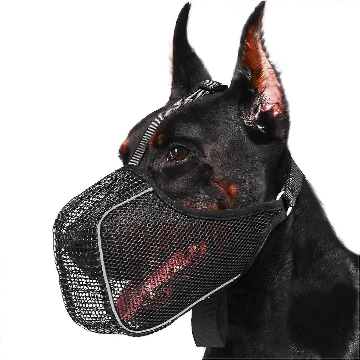 Breathable Soft Dog Muzzle for Large Dogs with Reflective Strips, Adjustable Velcro Strap Dog Mask for Large Breeds to Prevent Biting and Licking