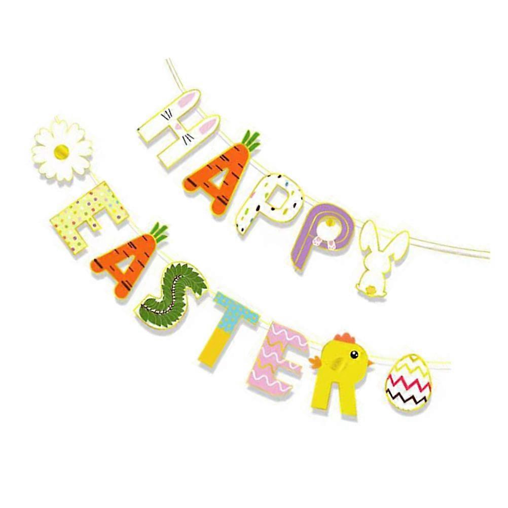 Hanging Decoration Easter Banner Party Atmosphere Creation Multi Colored 14x8cm For Party Hosts 2 Sets