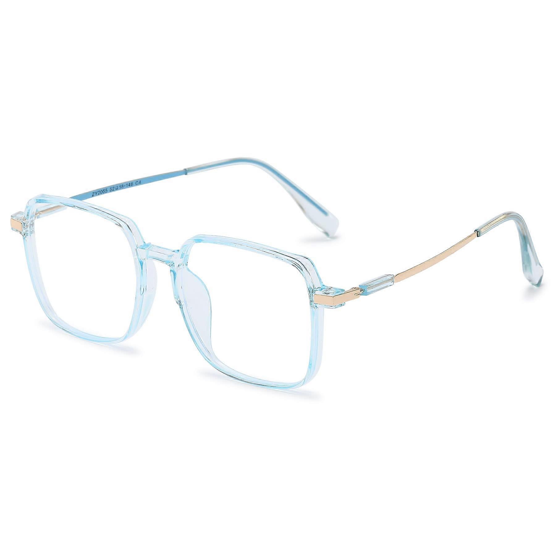 Lunettes de lecture de mode Filtre de lumière bleue Femmes Hommes Grand Irrégulière Rectangulaire Aide à la lecture Anti Lunettes de lumière bleue 0 à 4.0 Bleu transparent 0.0