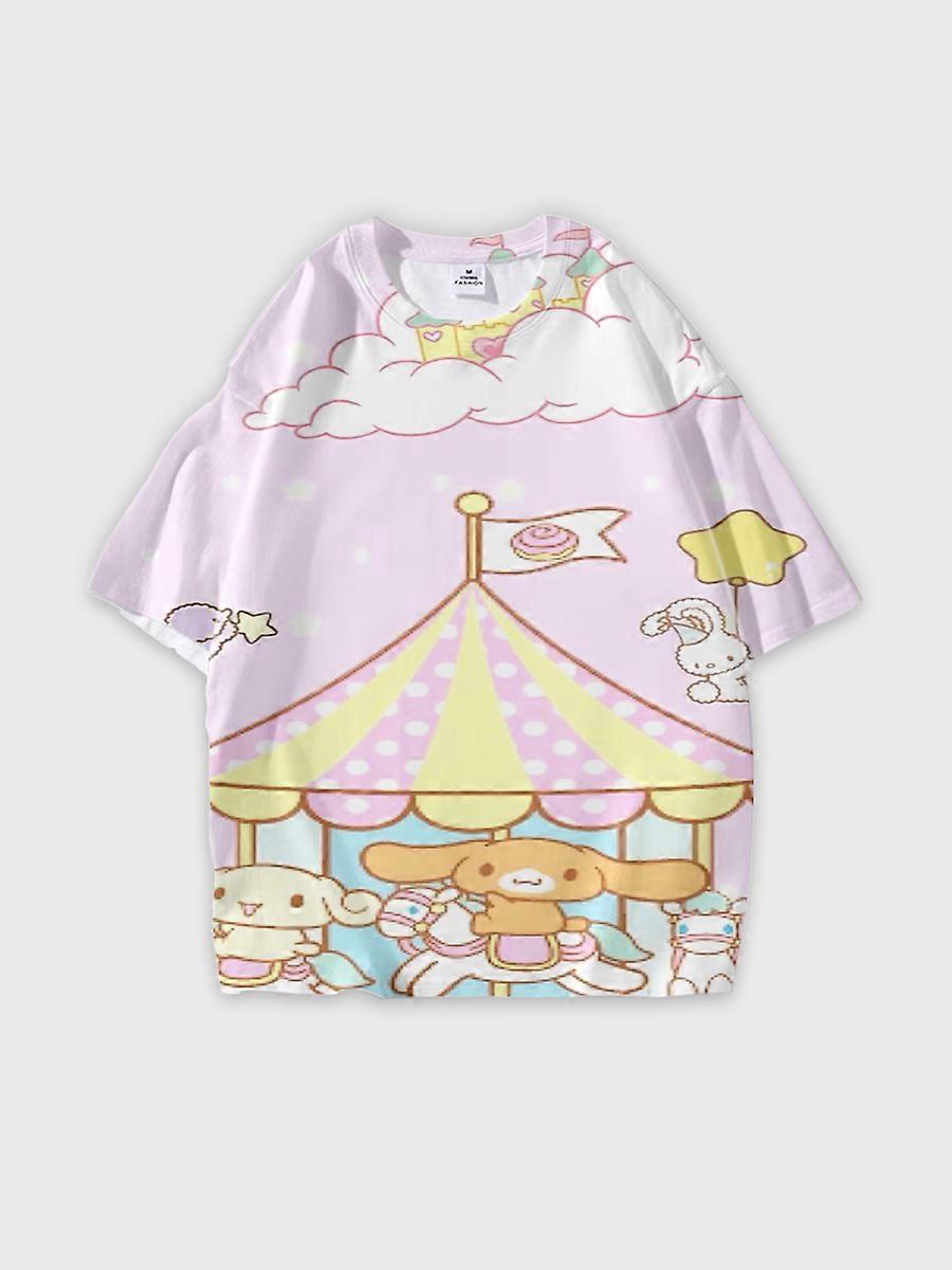 T-shirt round neck Cartoon Pattern loose short sleeve JW1033