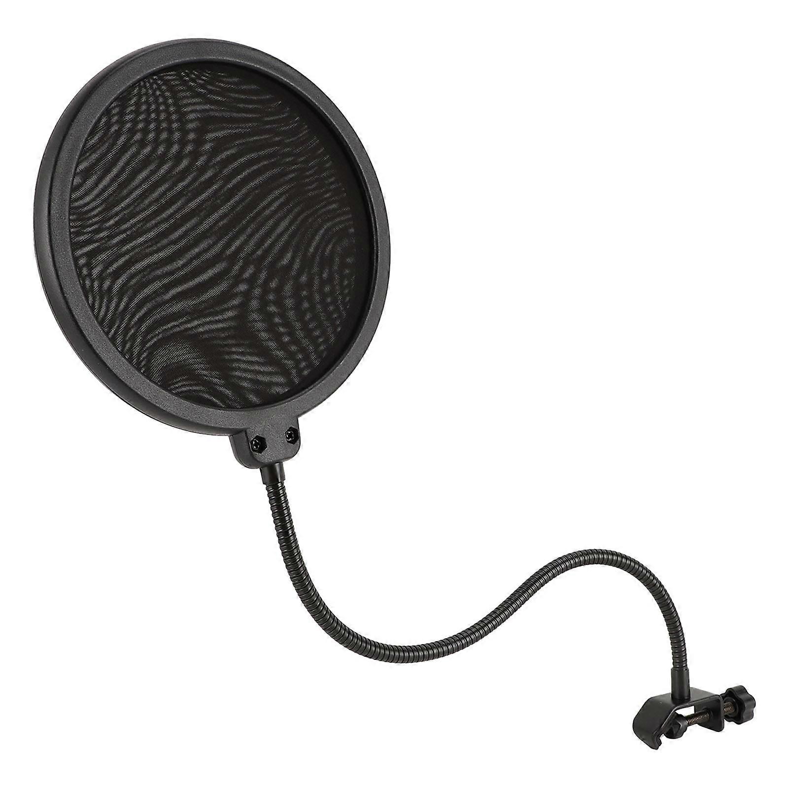360° Adjustable Dual Layer Microphone Pop Filter with Sturdy Gooseneck for Studio Use