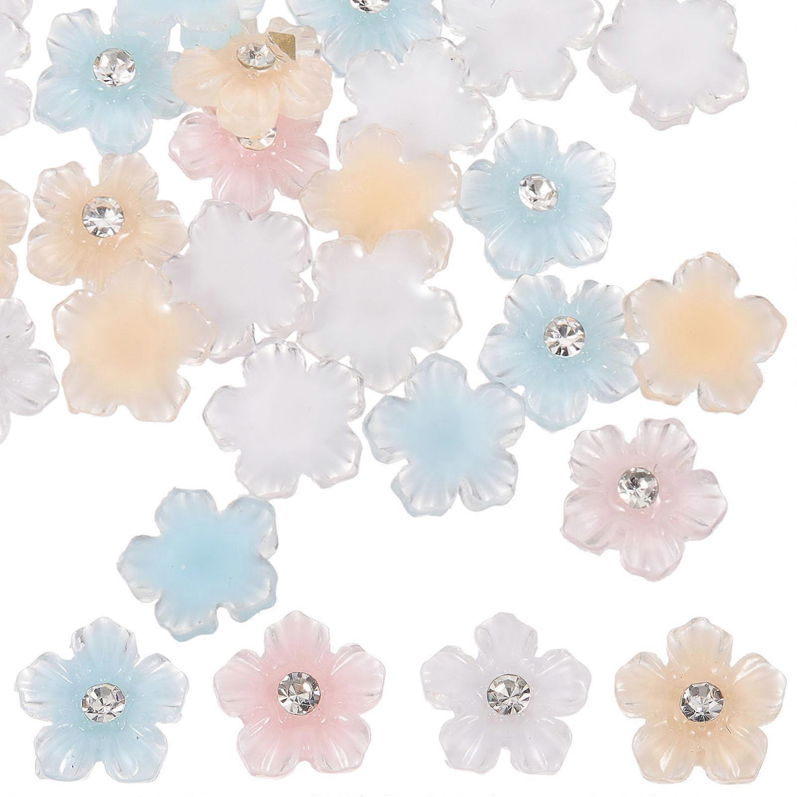 Flower Rhinestone Charm 3D Flowers Nail Charms Assorted Color 0.7x0.7cm Nail Decoration Diy Design 60Pcs