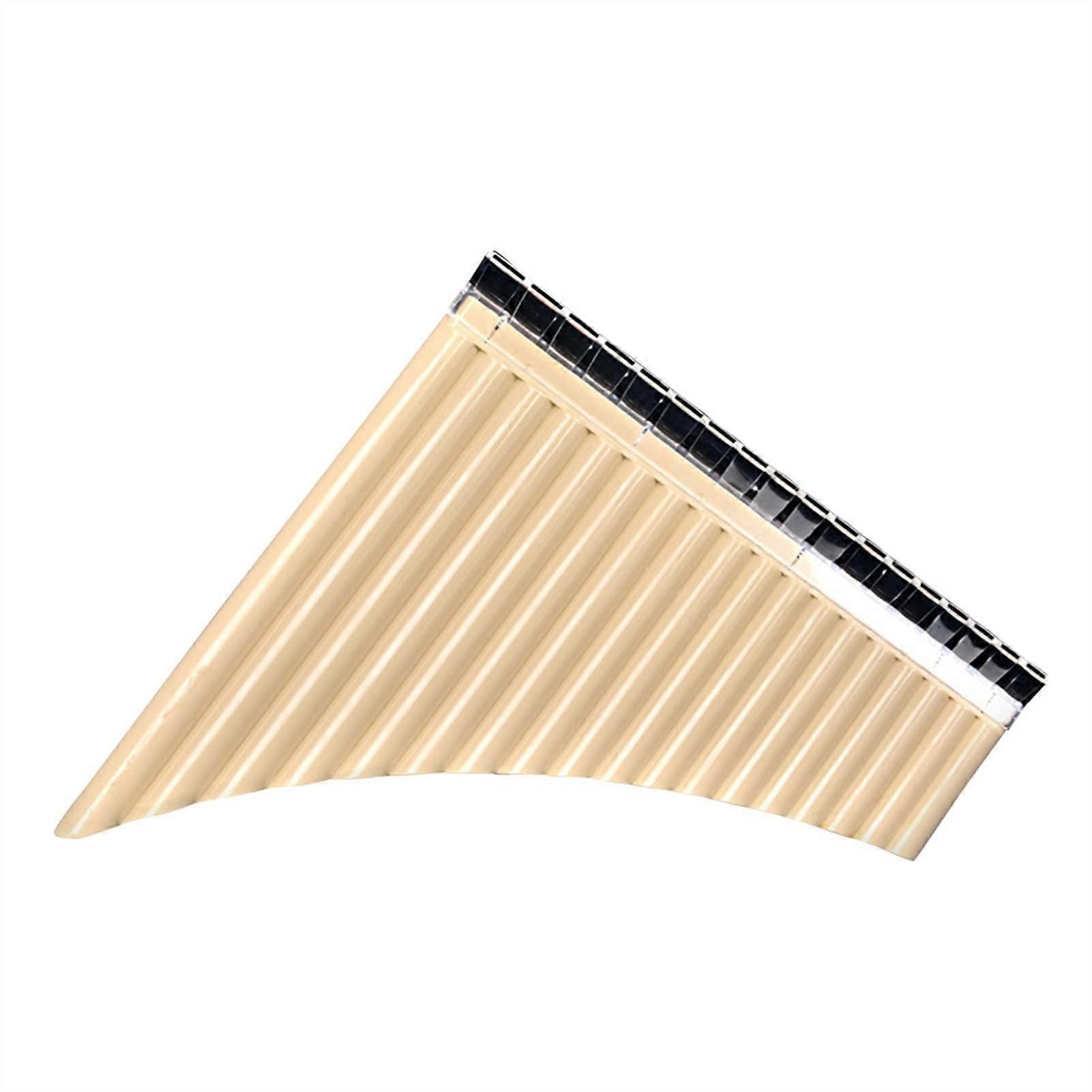 18Pipe Pan Flute in C Key, Beige Panpipes with Mouthpiece for Beginners and Students