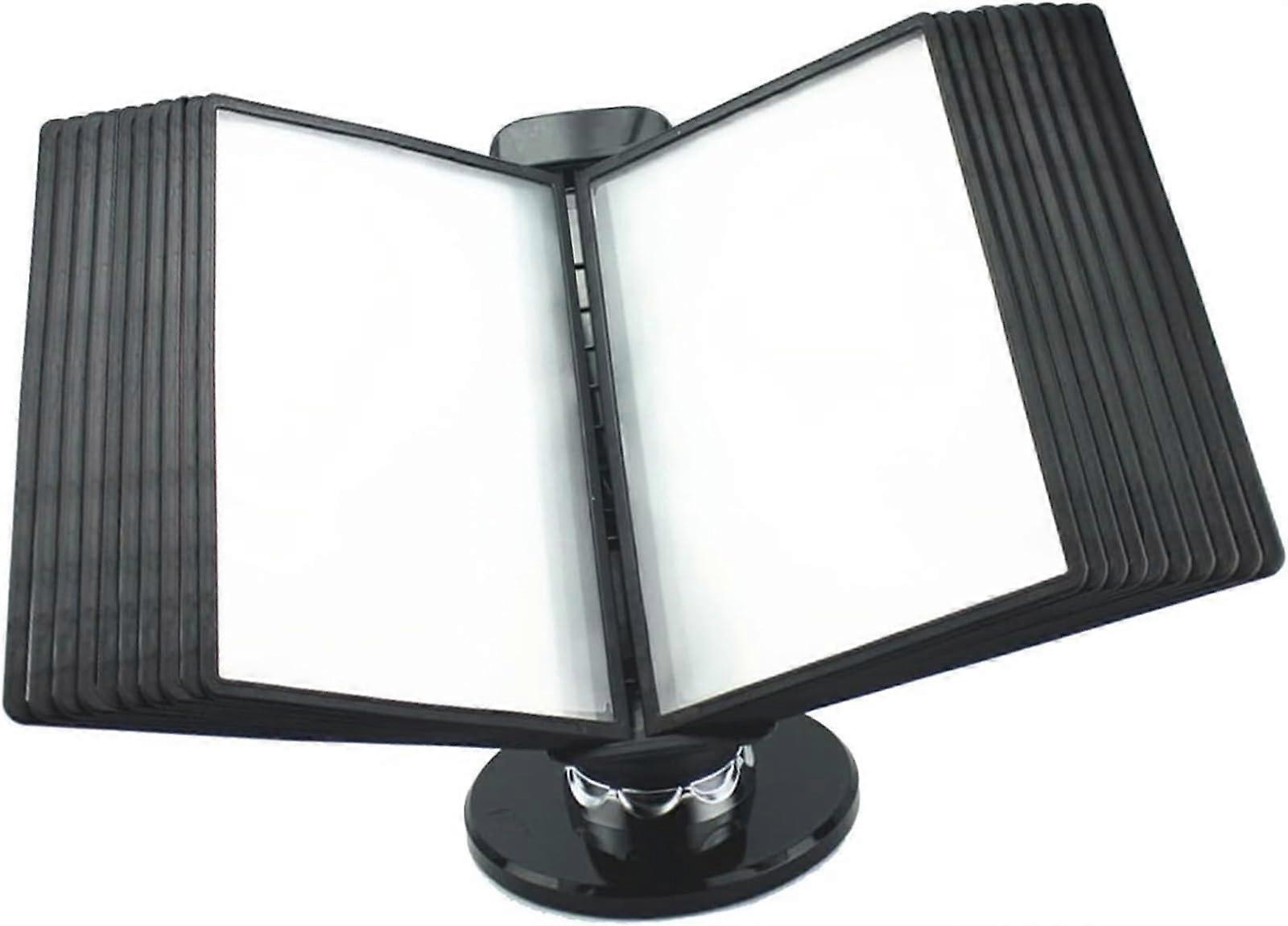Desktop Reference Organizer - Adjustable Black PVC Flip Display Folder with 20 Panel Wall Reference System and Metal Stand