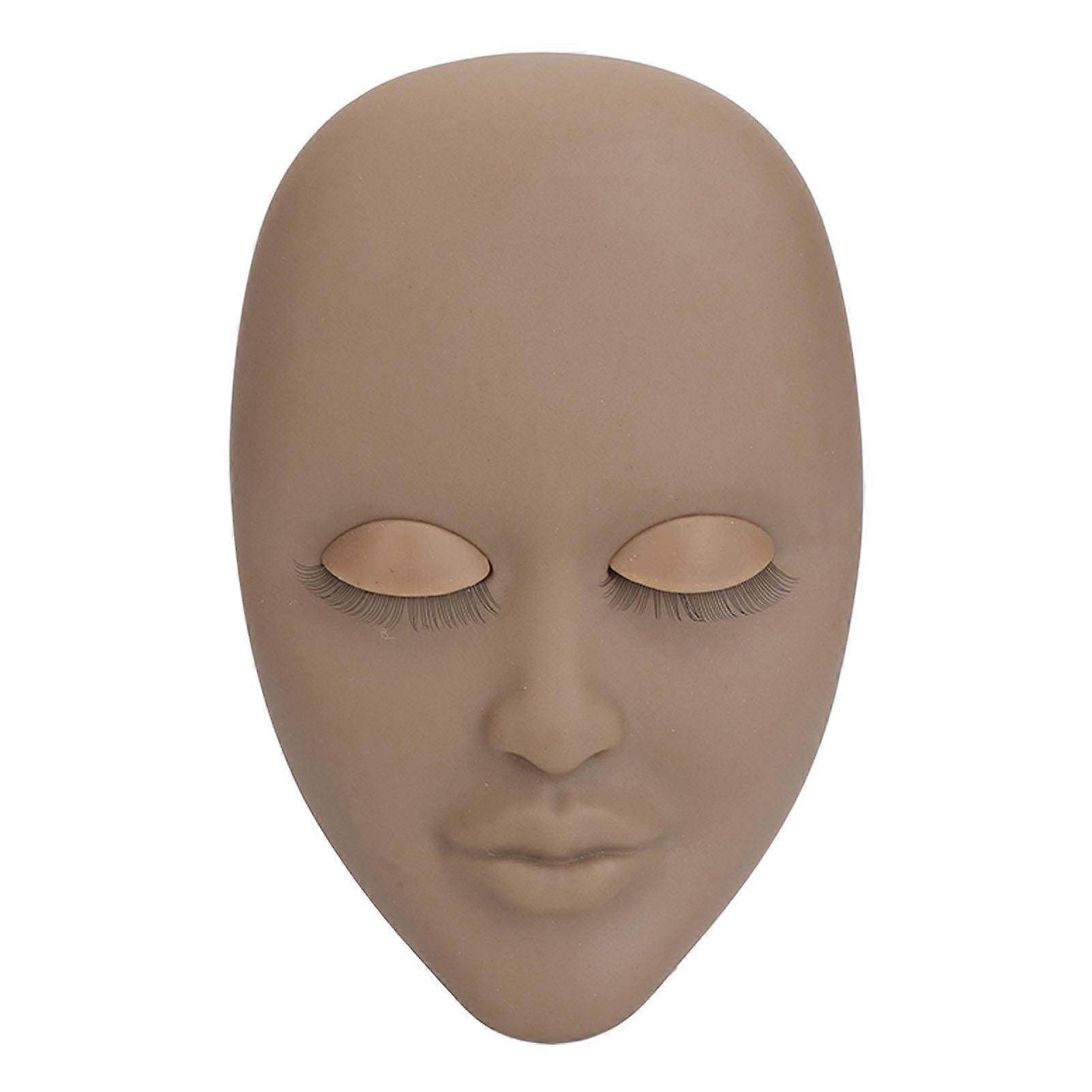 Lash Mannequin Head Eyelash Mannequin Head Lash Extension Training Practice with 3 Pairs Removable Double Layer Eyelids Coffee Color