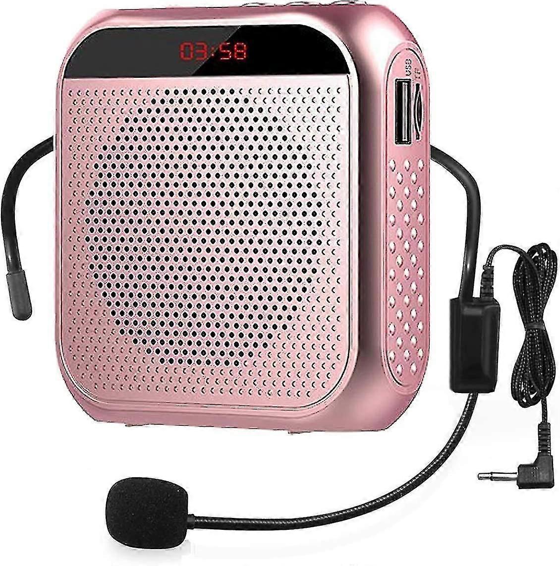 Portable Voice Amplifier With Wired Microphone, Rechargeable Speaker, Loudspeaker (rose Gold)