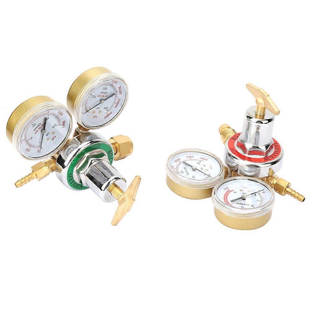 2Pcs Brass Acetylene Oxygen Gas Pressure Regulator Compatible with Welding Kit
